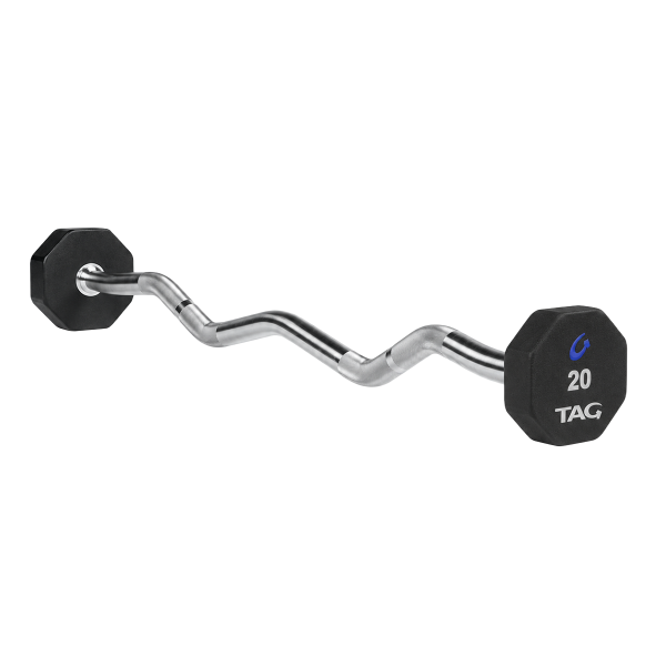 TAG 8-Sided Virgin Rubber Fixed Barbell With EZ Bar