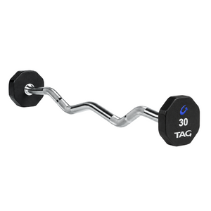 TAG 8-Sided Virgin Rubber Fixed Barbell With EZ Bar