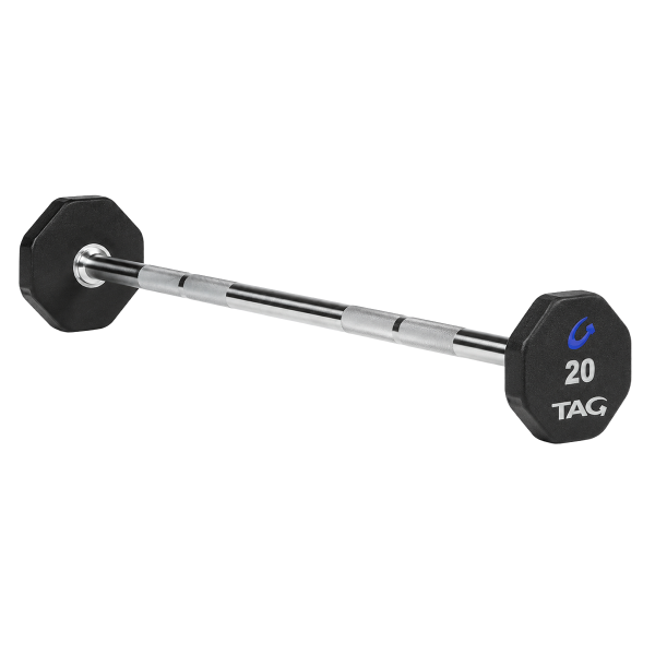 TAG Straight Fixed Barbell- 8 Sided- Virgin Rubber Encased