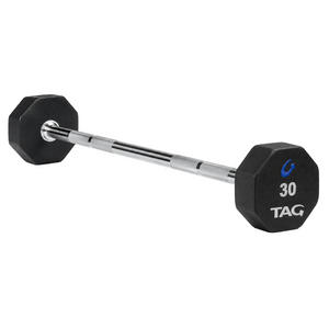 TAG Straight Fixed Barbell- 8 Sided- Virgin Rubber Encased