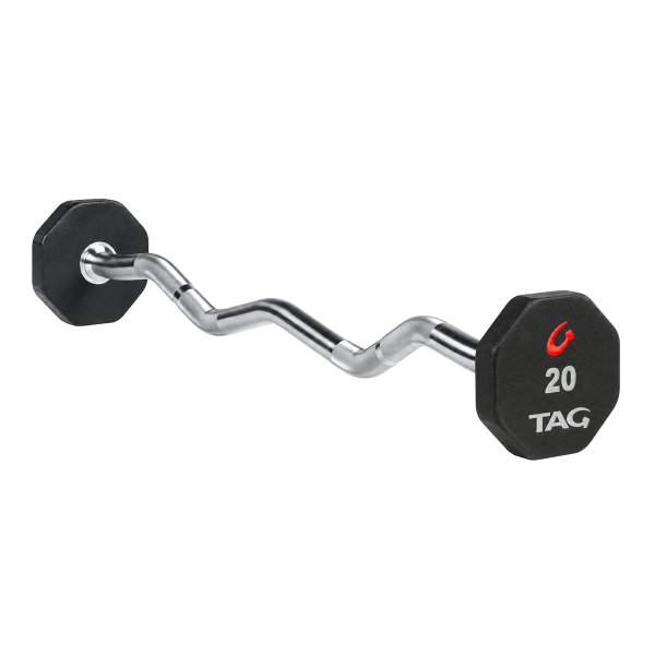 TAG 8-Sided Premium Urethane Fixed Barbell with EZ Curl Handle